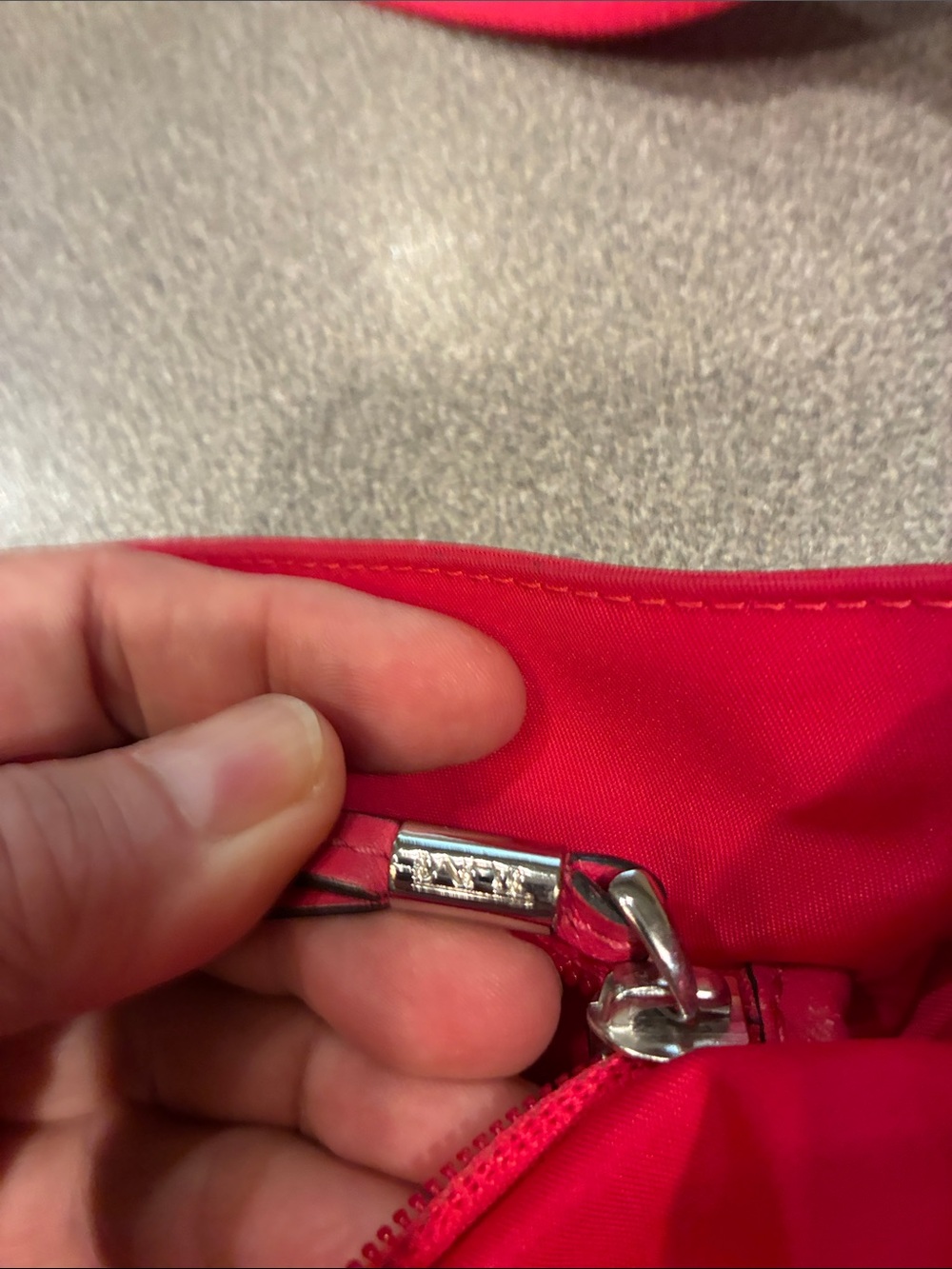 Tumi Bright Red Nylon Shoulder Bag with Front Pocket - Picture 6 of 10